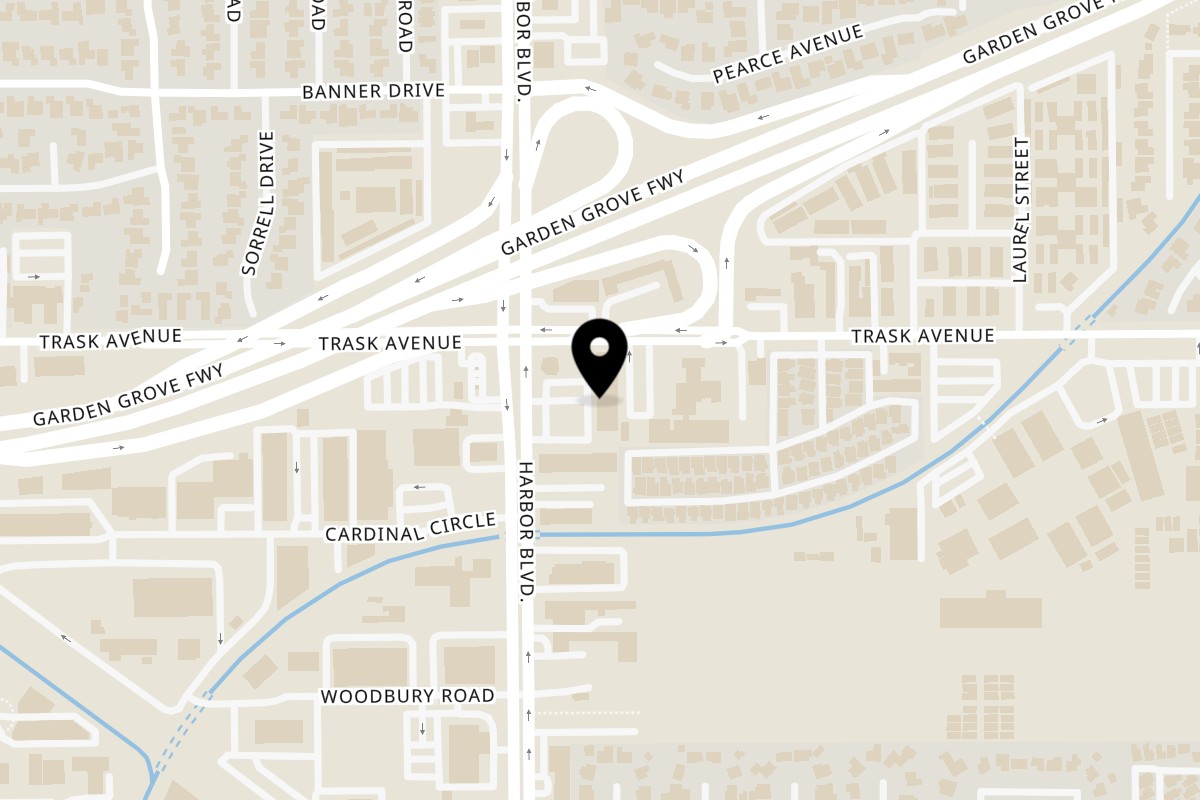 Map showing the location of Thien An Bo 7 Mon Restaurant on 13518 Harbor Blvd A6 in Garden Grove